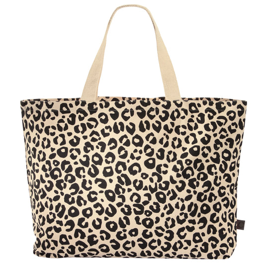 Tasche mit Leo Motiv in Schwarz/Beige