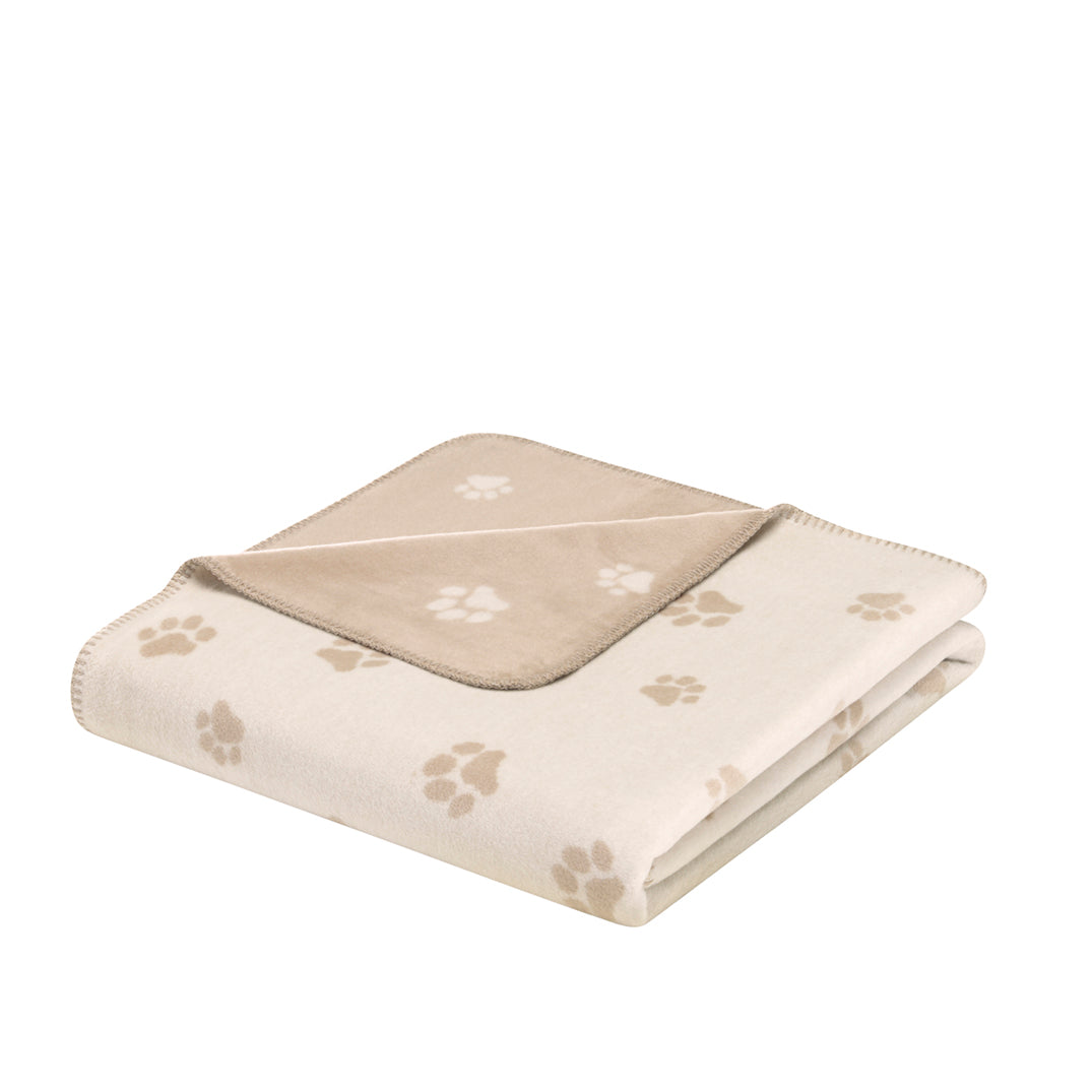 Wohndecke mit Pfoten Motiv in Natur/Beige