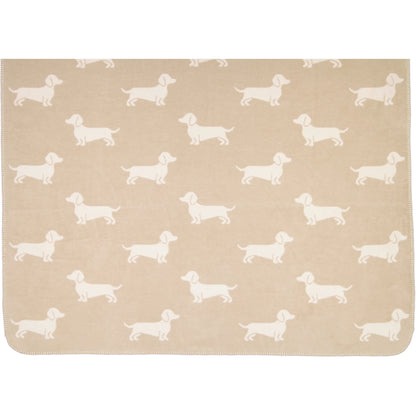 Wohndecke mit Hunde Motiv in Natur/Beige