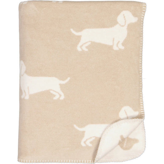 Wohndecke mit Hunde Motiv in Natur/Beige
