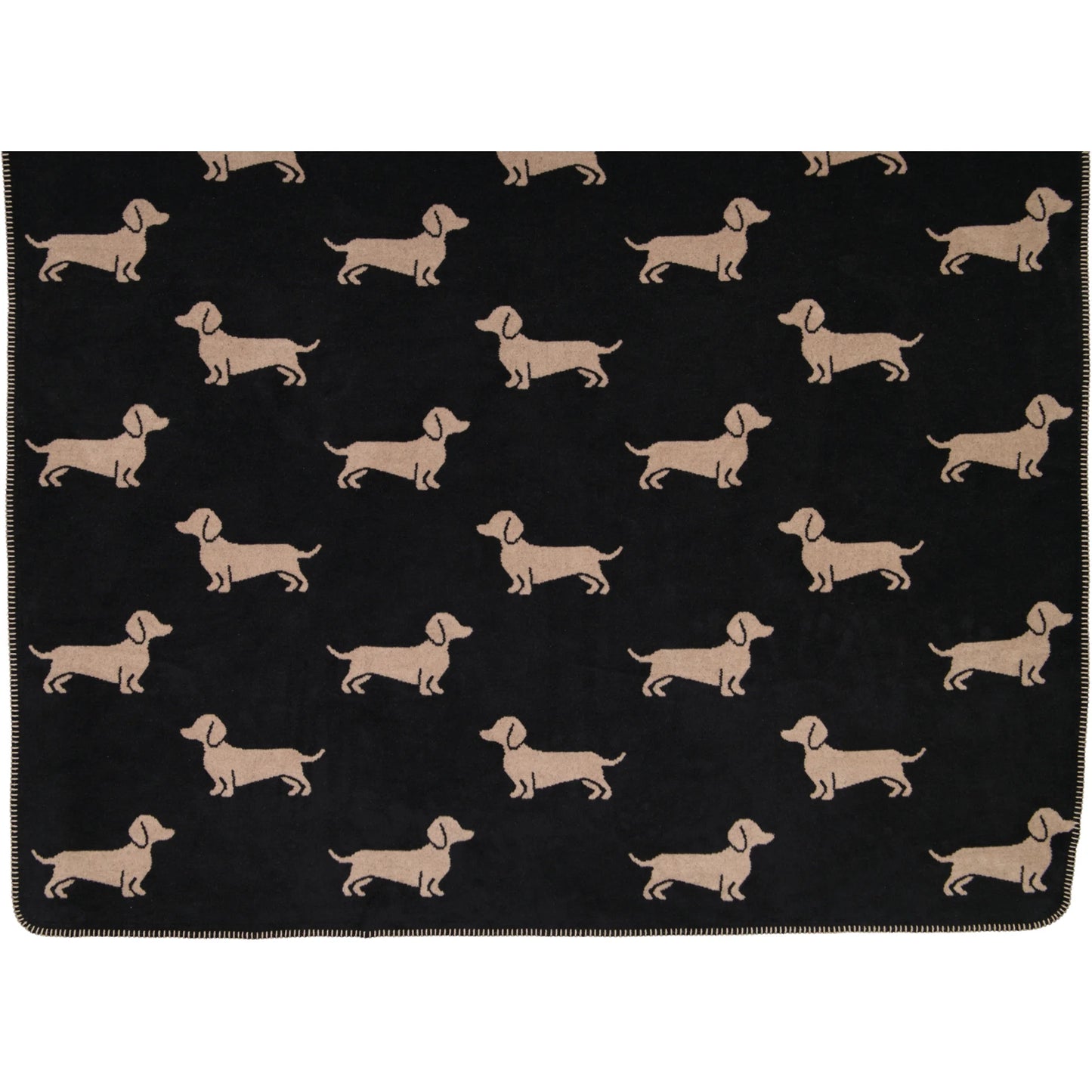 Wohndecke mit Hunde Motiv in Schwarz/Beige