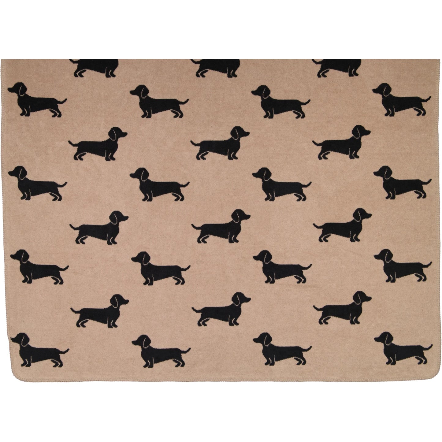 Wohndecke mit Hunde Motiv in Schwarz/Beige