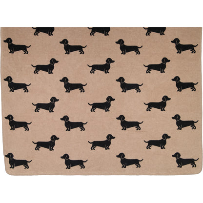 Wohndecke mit Hunde Motiv in Schwarz/Beige
