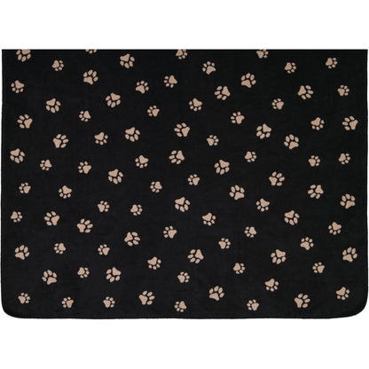 Wohndecke mit Pfoten Motiv in Schwarz/Beige