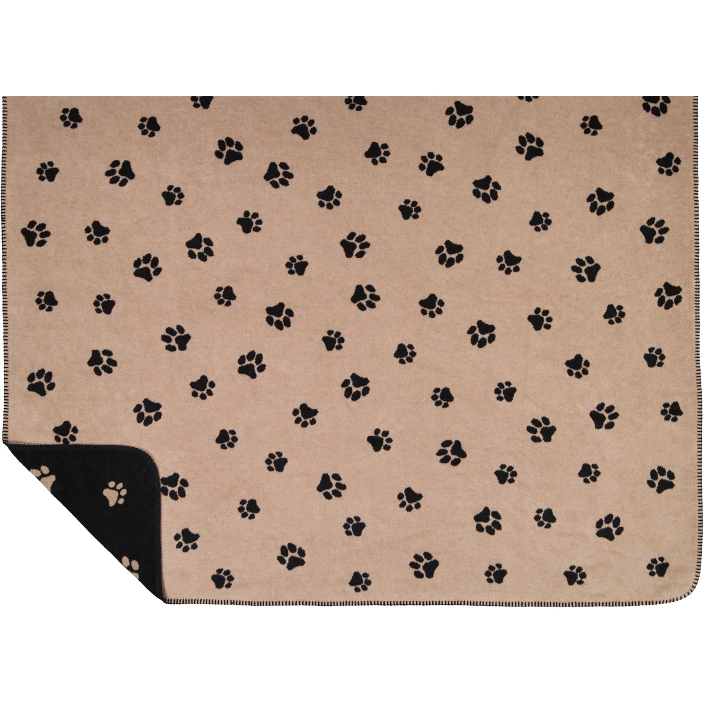 Wohndecke mit Pfoten Motiv in Schwarz/Beige