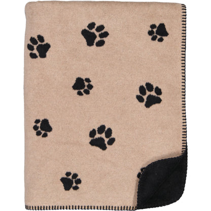 Wohndecke mit Pfoten Motiv in Schwarz/Beige