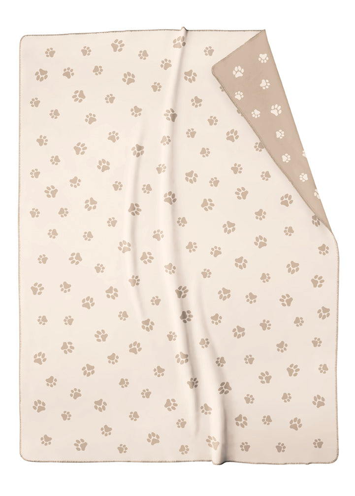 Wohndecke mit Pfoten Motiv in Natur/Beige