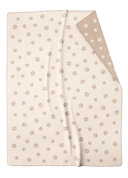 Wohndecke mit Pfoten Motiv in Natur/Beige