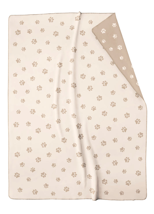 Wohndecke mit Pfoten Motiv in Natur/Beige