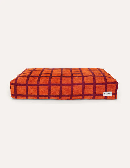 Check Orthopädisches Hundebett – Orange/Bordeaux, Waschbar