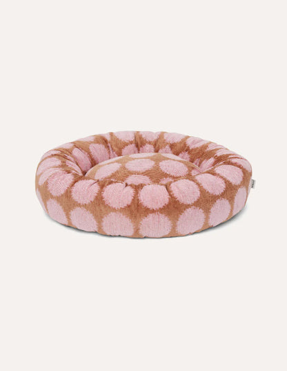 Dot Rundes Orthopädisches Hundebett – Rosa/Braun, Waschbar