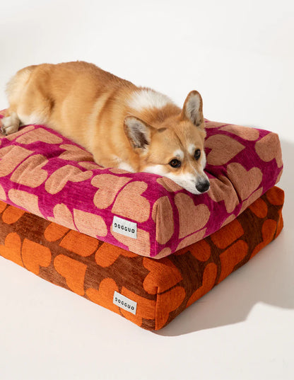 Heart Orthopädisches Hundebett – Magenta/Aprikot, Waschbar