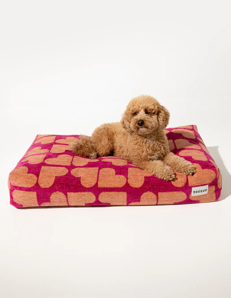 Heart Orthopädisches Hundebett – Magenta/Aprikot, Waschbar
