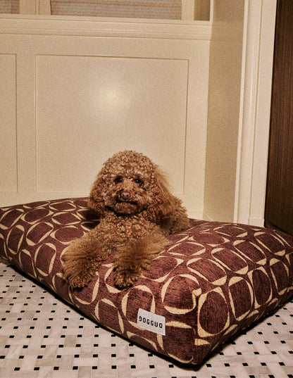 Retro Orthopädisches Hundebett – Braun/Beige, Waschbar