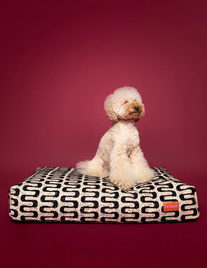 Retro Wave Orthopädisches Hundebett – Schwarz/Weiß, Waschbar