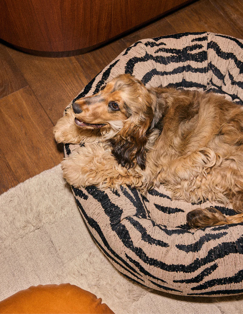 Zebra Rundes Orthopädisches Hundebett – Schwarz/Weiß, Waschbar