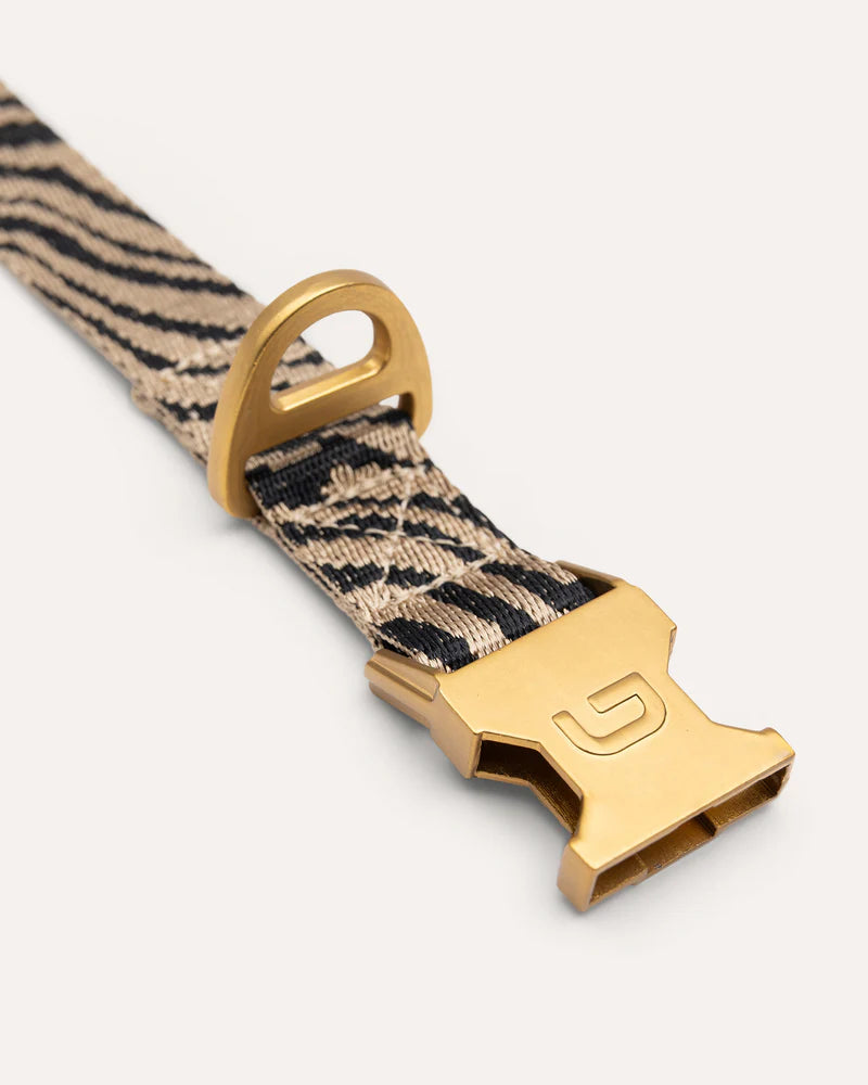 Zebra Hundehalsband - Beige/Schwarz