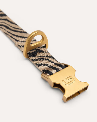 Zebra Hundehalsband - Beige/Schwarz