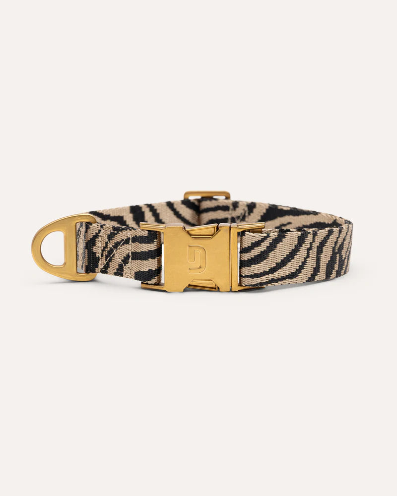 Zebra Hundehalsband - Beige/Schwarz
