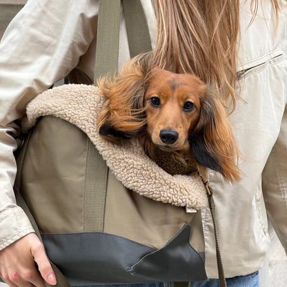 Aspen Hundetasche mit Teddy-Futter – Farbe Olive