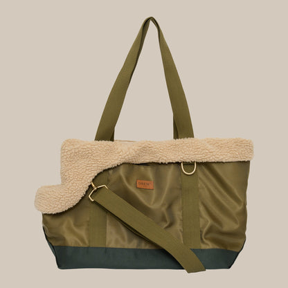 Aspen Hundetasche mit Teddy-Futter – Farbe Olive