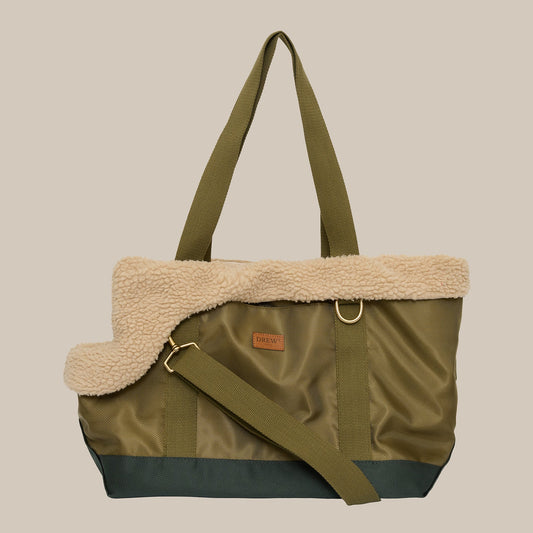 Aspen Hundetasche mit Teddy-Futter – Farbe Olive