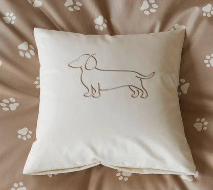 Kissenbezug mit Dackel Motiv in Natur/Beige