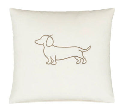 Kissenbezug mit Dackel Motiv in Natur/Beige