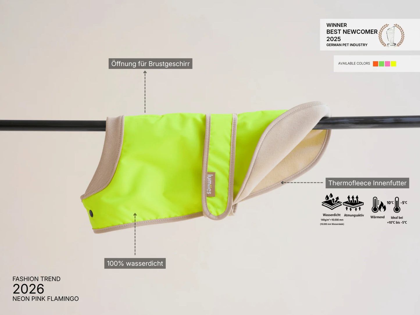 Glow Raincoat Mini-Fit Neon Hunderegenmantel – Neongelb