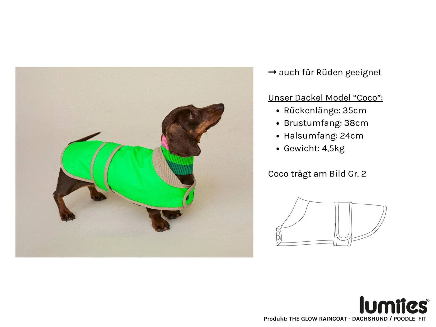 Glow Raincoat Mini-Fit Neon Hunderegenmantel – Neongelb