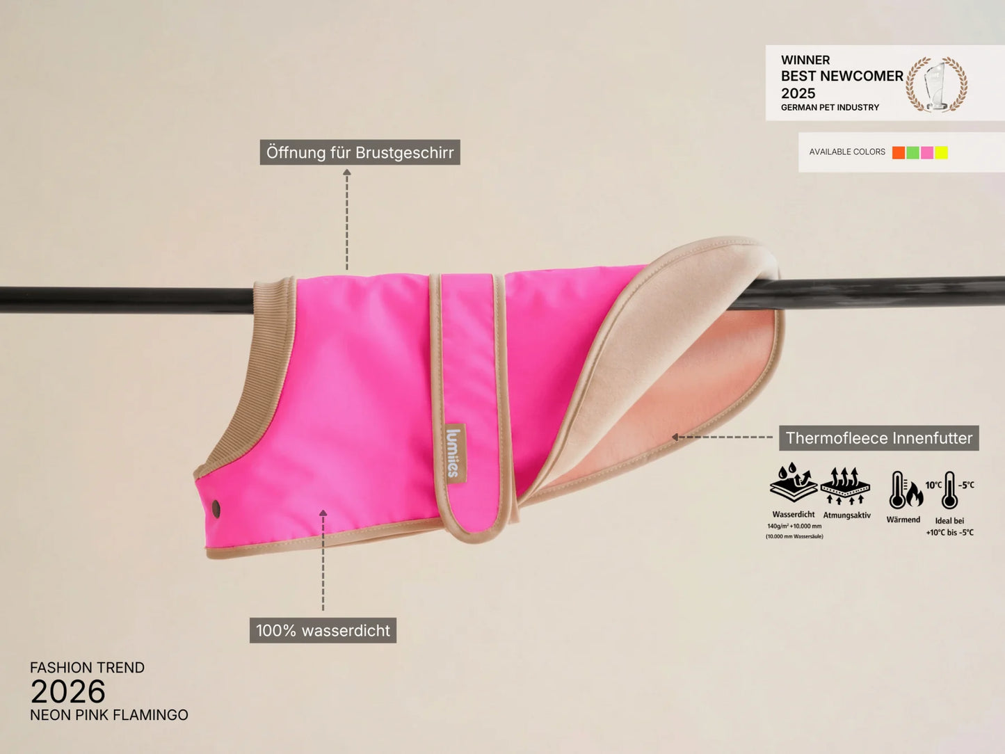 Glow Raincoat Mini-Fit Neon Hunderegenmantel – Neonpink