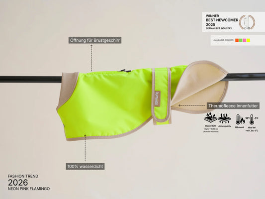 Glow Raincoat Regular-Fit Neon Hunderegenmantel – Neongelb