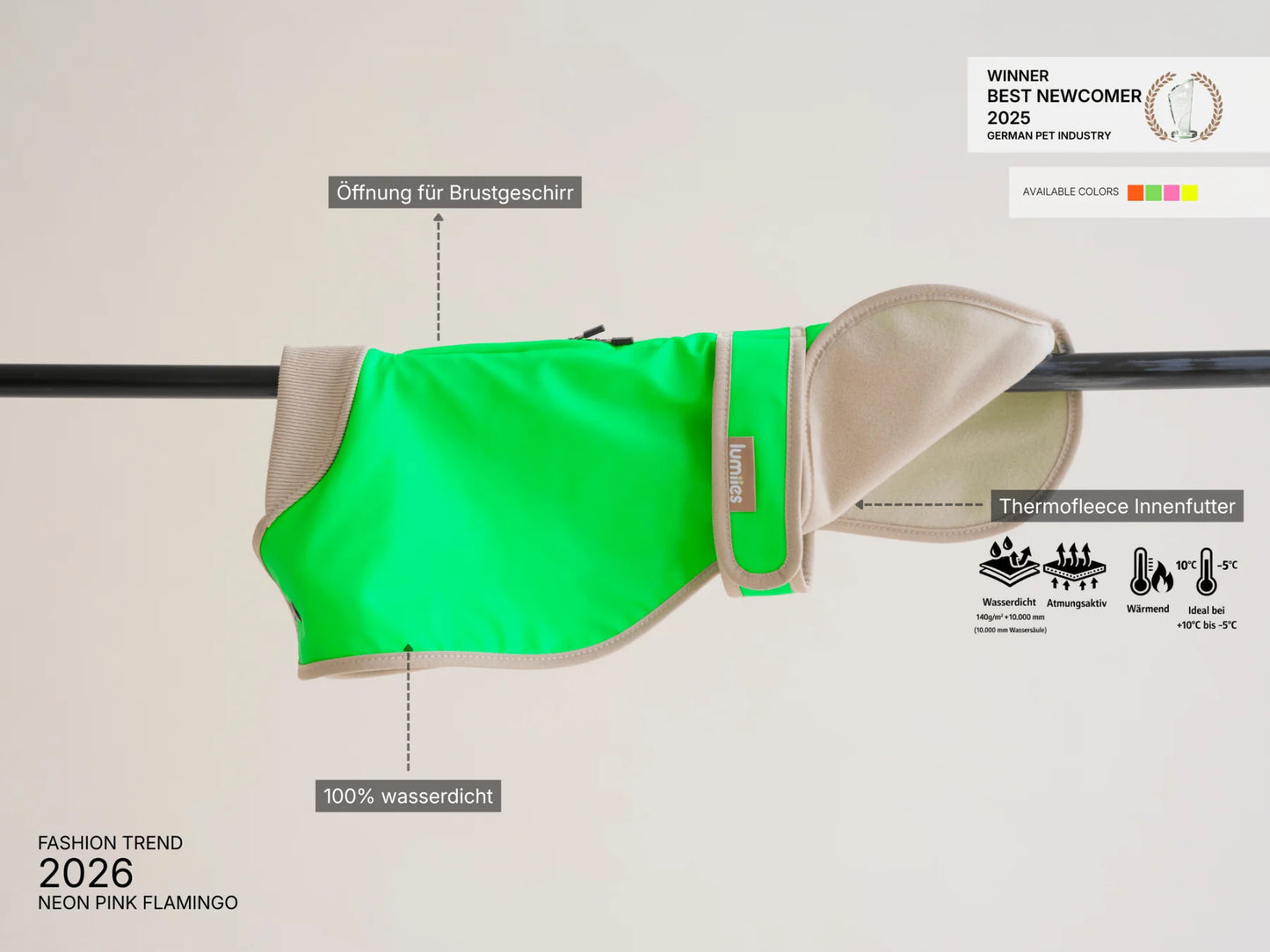 Glow Raincoat Regular-Fit Neon Hunderegenmantel – Neongrün