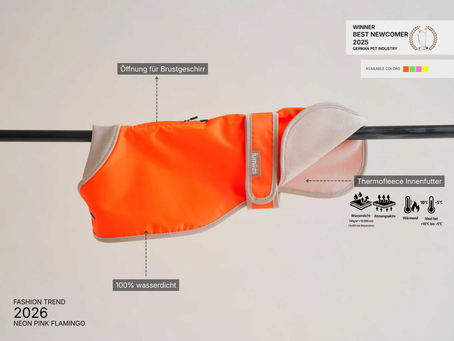 Glow Raincoat Regular-Fit Neon Hunderegenmantel – Neonorange