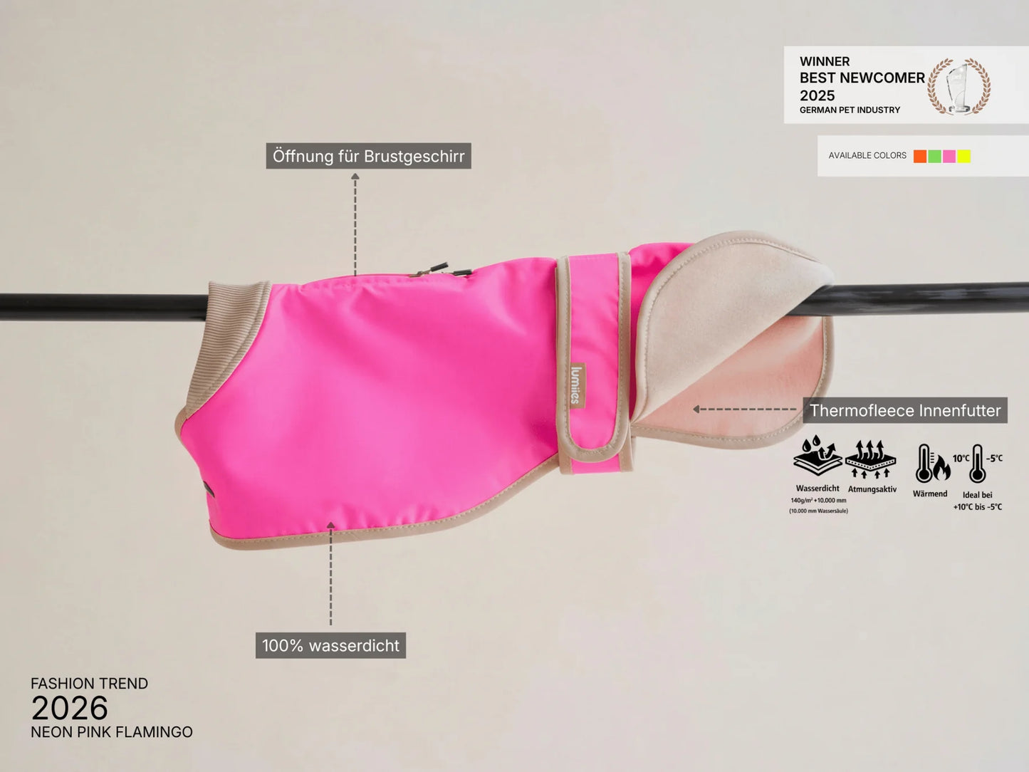 Glow Raincoat Regular-Fit Neon Hunderegenmantel – Neonpink