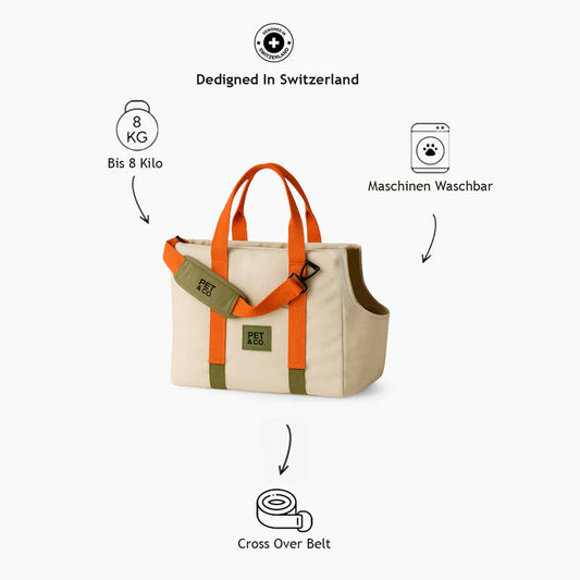 Bruno Canvas Luxuriöse Hundetasche – Taupe