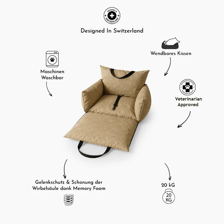 Carlo Luxuriöse Hunde Autositz – Beige