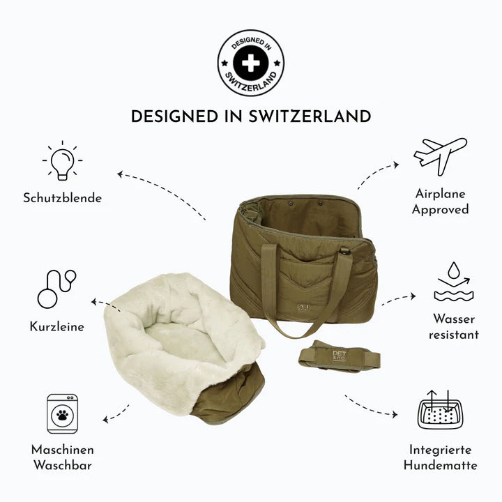 Lola Luxuriöse Hundetasche – Olive