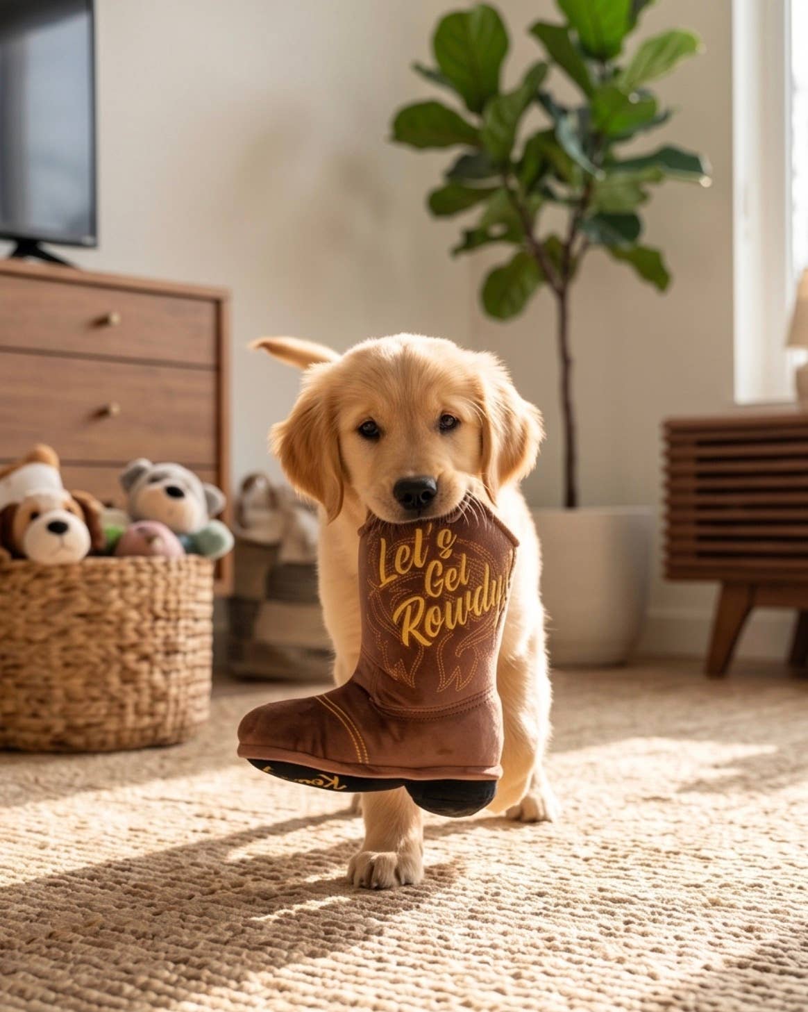 Brauner Cowboy-Stiefel Hundespielzeug