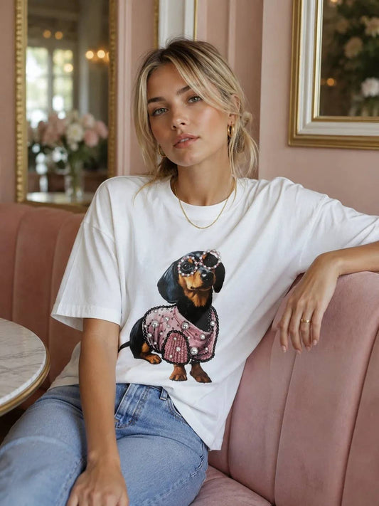 Oversize-T-Shirt mit Hundemotiv