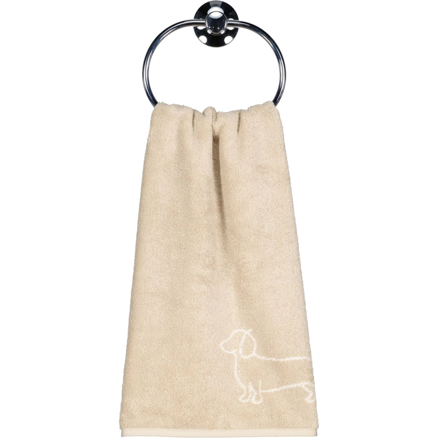Handtuch mit Dackel Motiv Natur /Beige